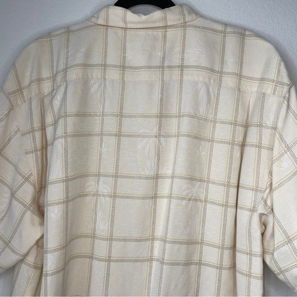 Tommy Bahama Pale Yellow 100% Silk Mens Tropical Button Down Palm Tree Shirt - Picture 8 of 10